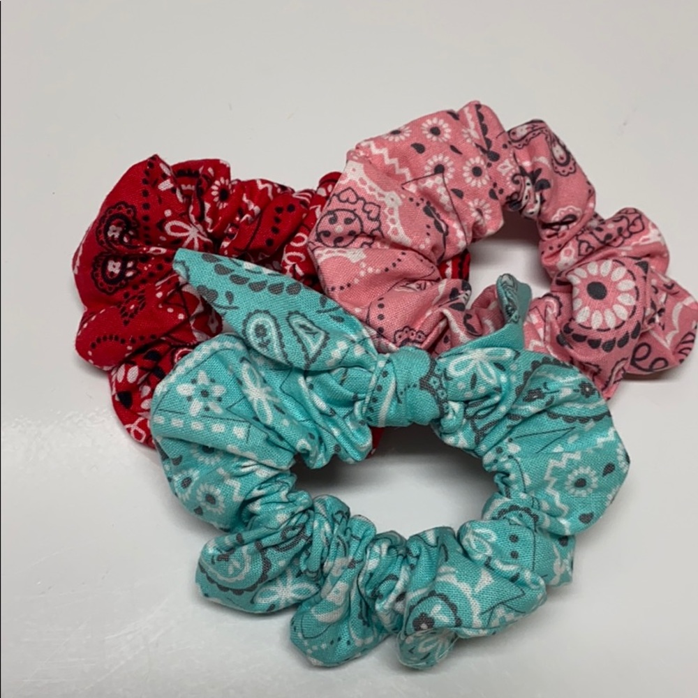 Set of three hand sewn Scrunchies